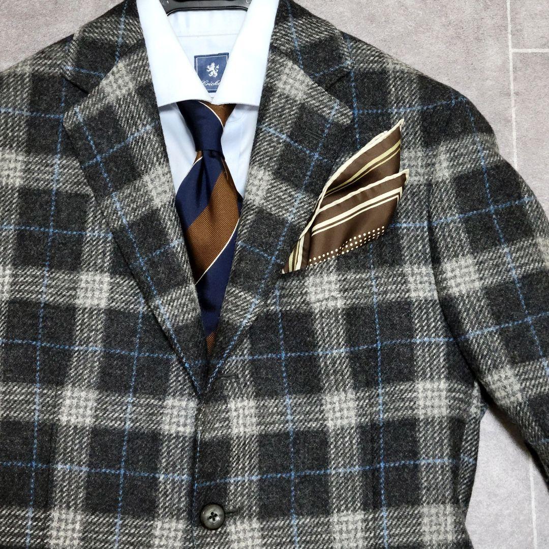 ★極美品 ボリオリ 秋冬極厚起毛ツイード ダークグレー テーラードジャケット