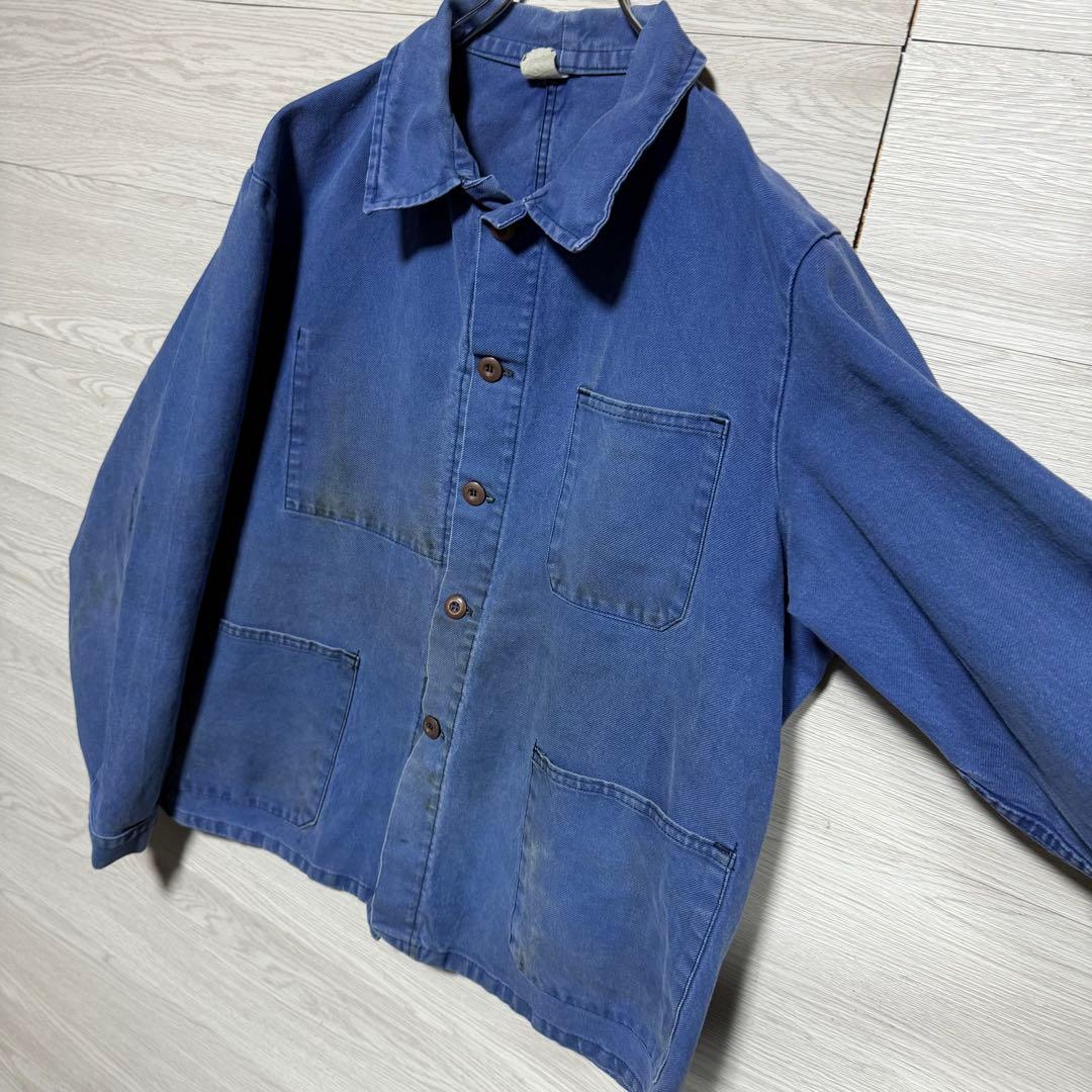 40s〜50s フレンチワークジャケット 良フェード モールスキン 木ボタン