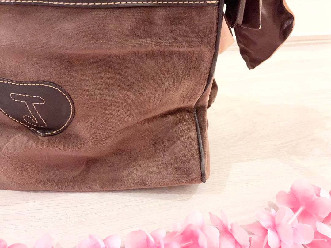 レア　ジューシークチュール　リボン　リング　チャーム付き　バッグ　ブラウン