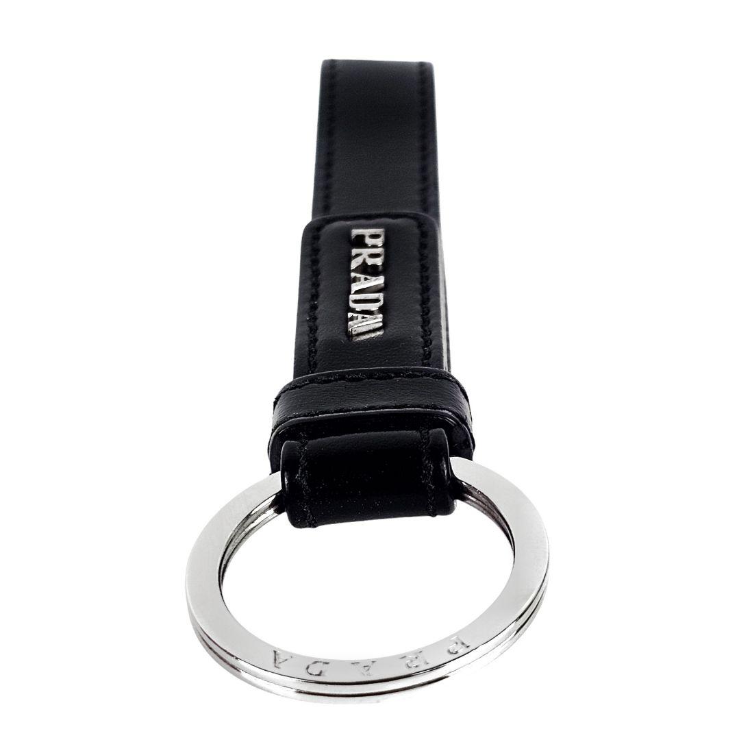 美品 プラダ PRADA キーリング バッグチャーム キーホルダー ブラック
