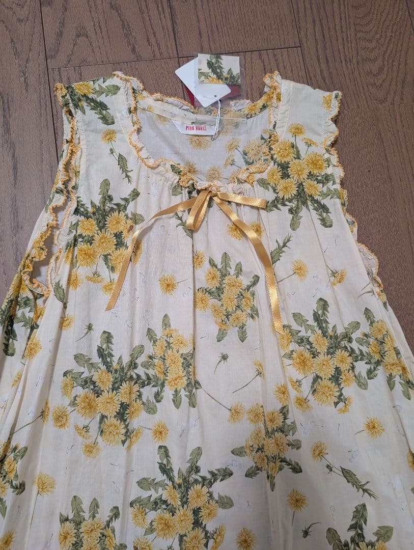 (未使用品タグ付き)ピンクハウス　たんぽぽプリント ノースリーブミディワンピース