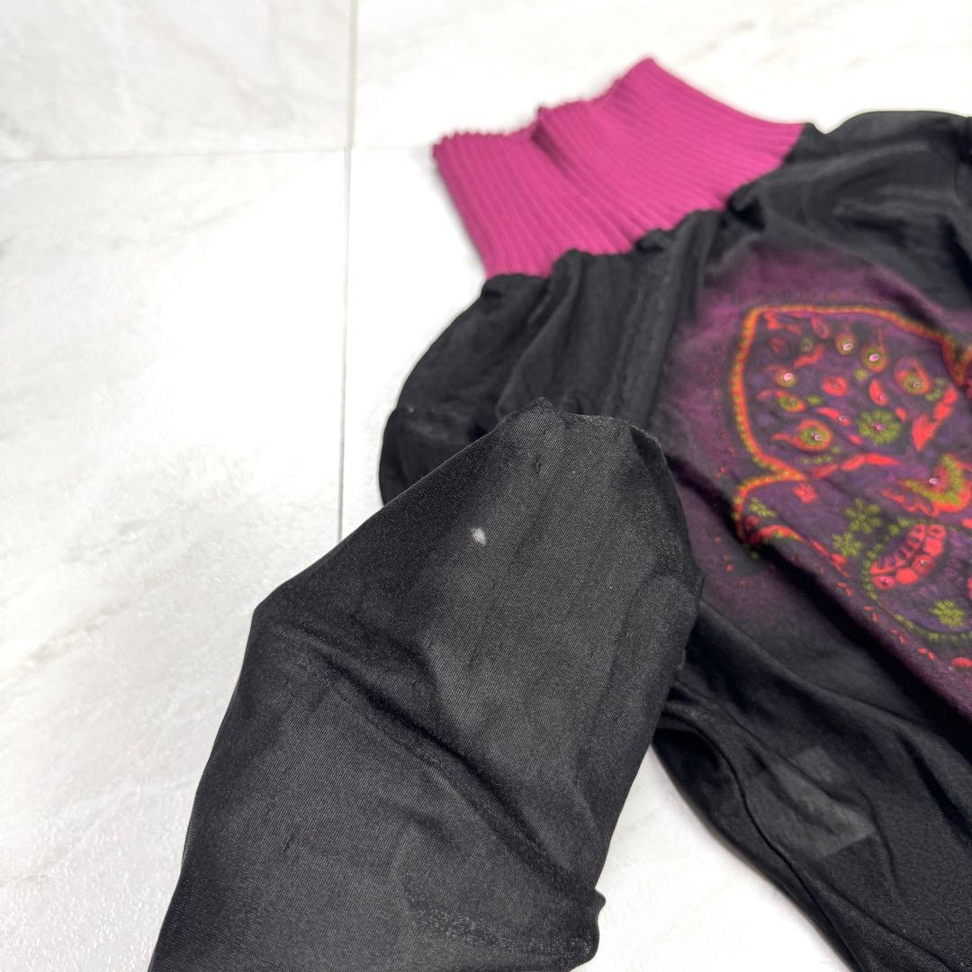 ジャンポールゴルチエ シアー 異素材 ハイネック カットソー ペイズリー 38