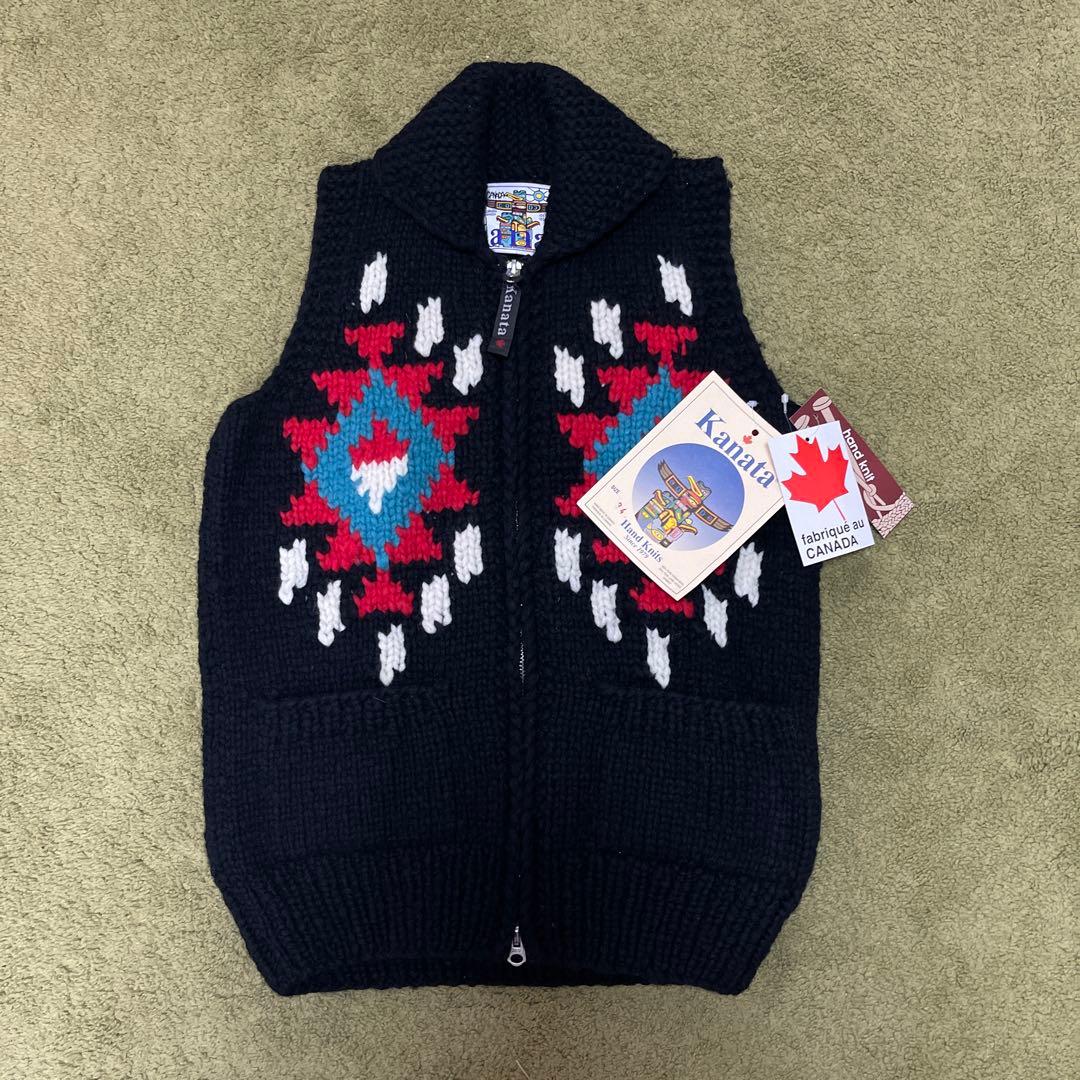新品未使用！タグ付！Kanata カナタカウチンニットベスト ウール製