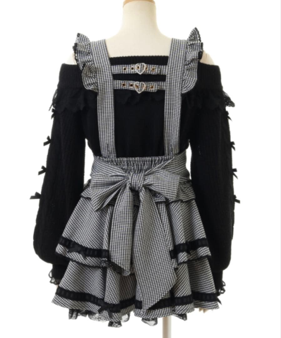 はしごリボンチェックティアードスカパン ブラック LIZLISA リズリサ