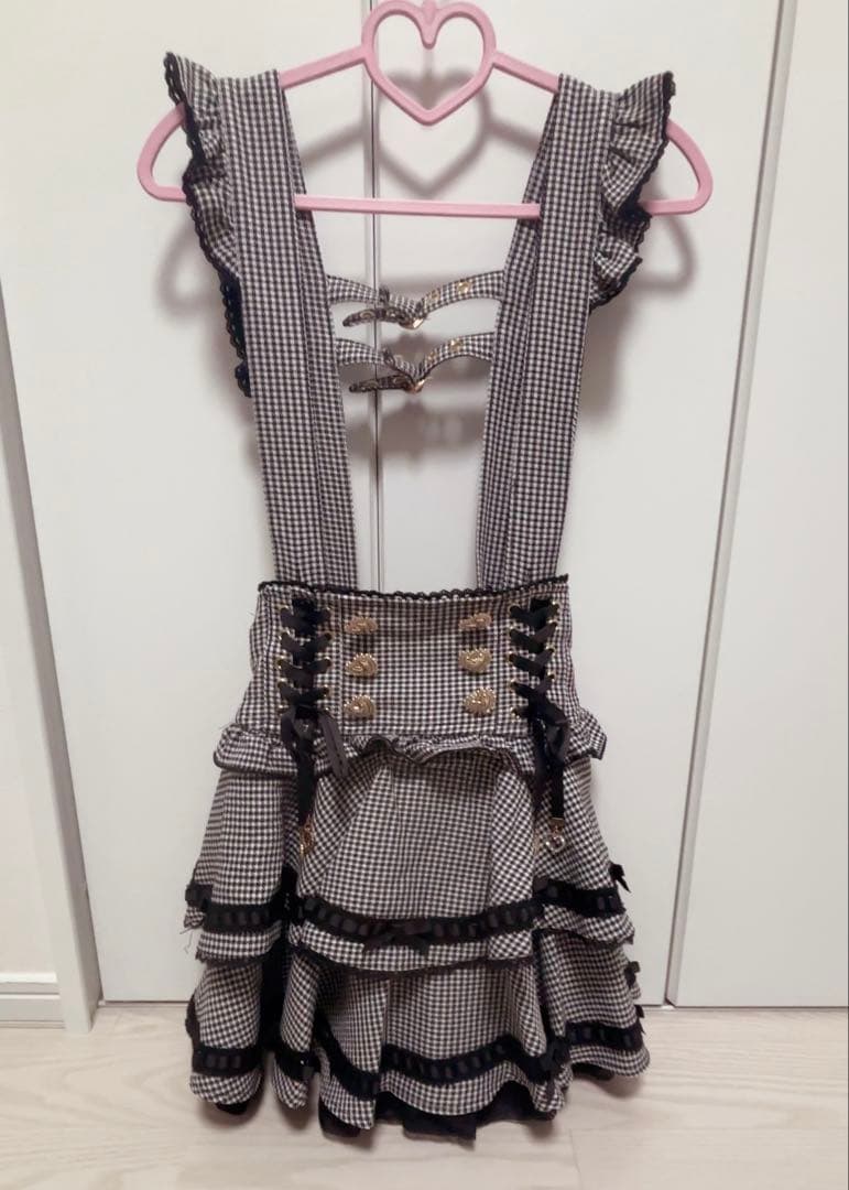 はしごリボンチェックティアードスカパン ブラック LIZLISA リズリサ