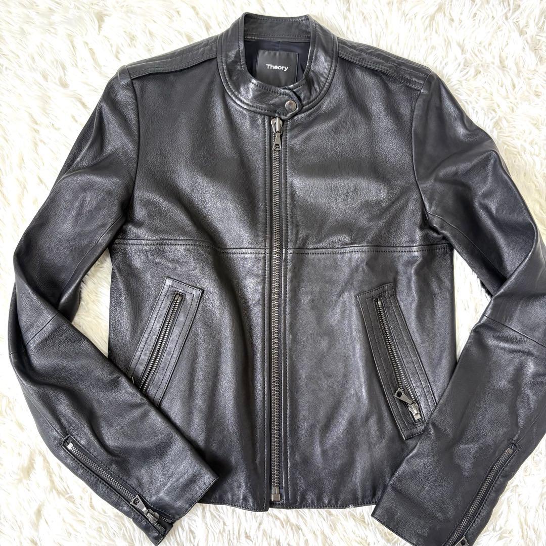 【極美品】Theory セオリー　ラムレザー　シングル　ライダースジャケット
