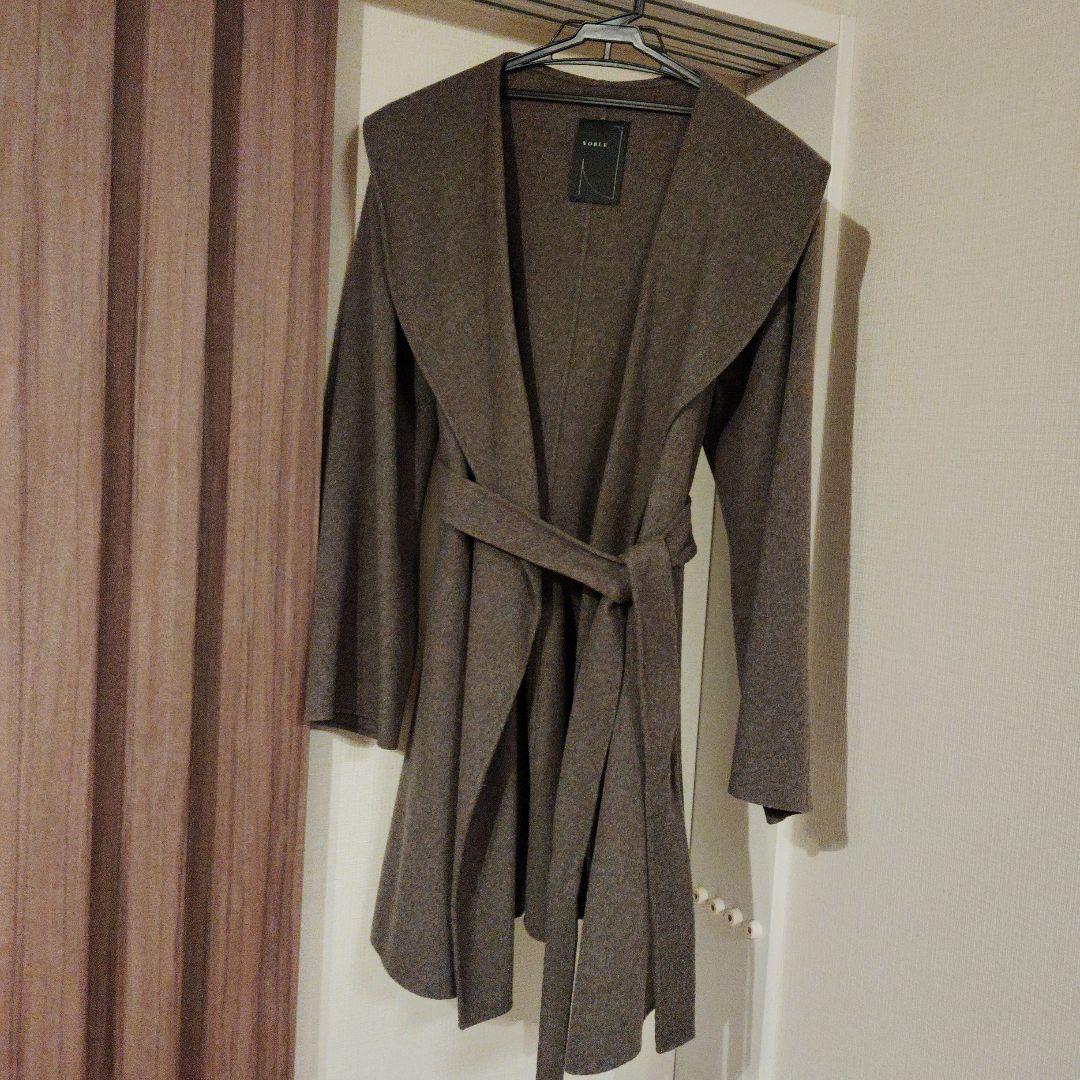 NOBLE ノーブル リバーオーバーカラーミディコート グレーA