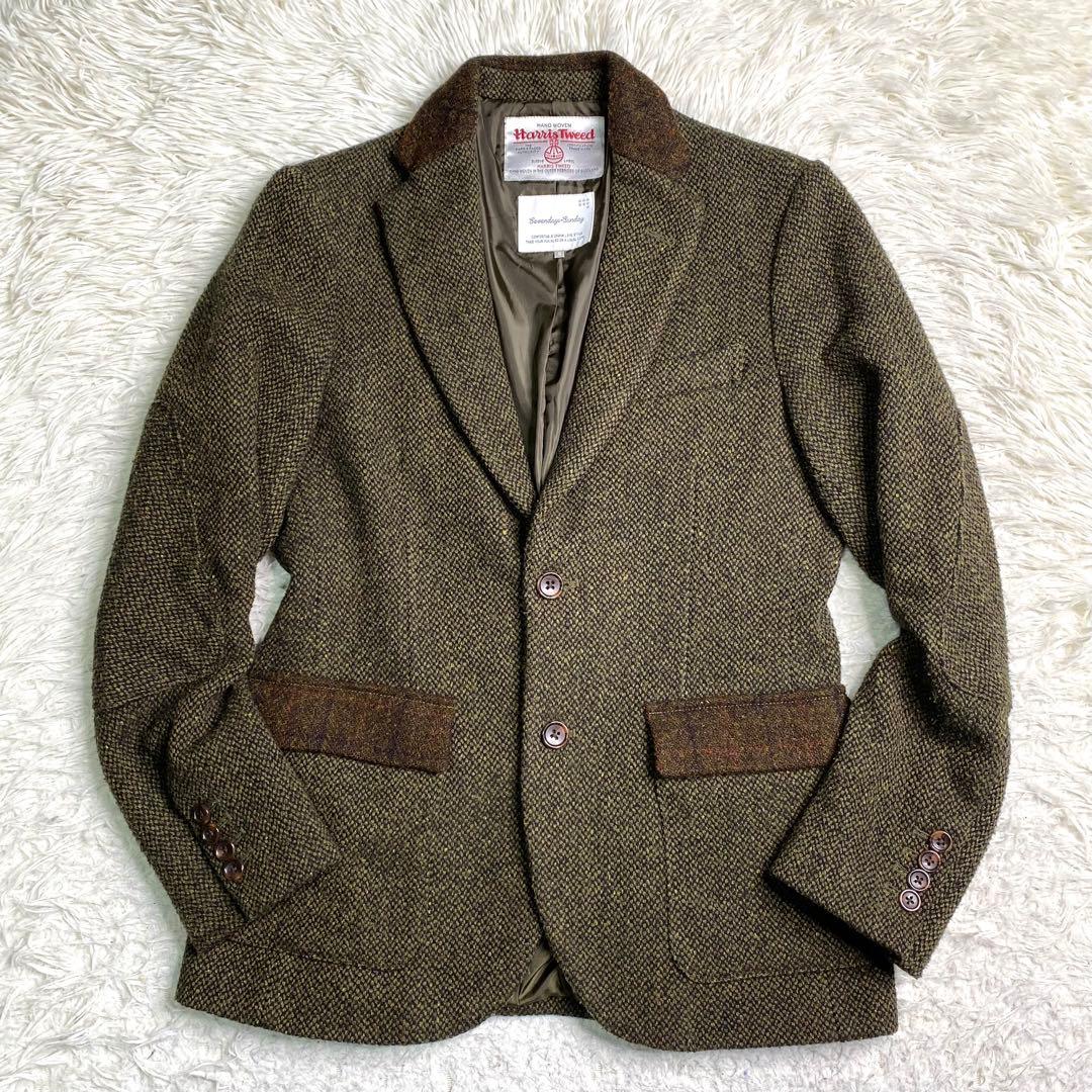 美品✨ハリスツイード テーラード 切り替え エルボーパッチ ツイード 別注