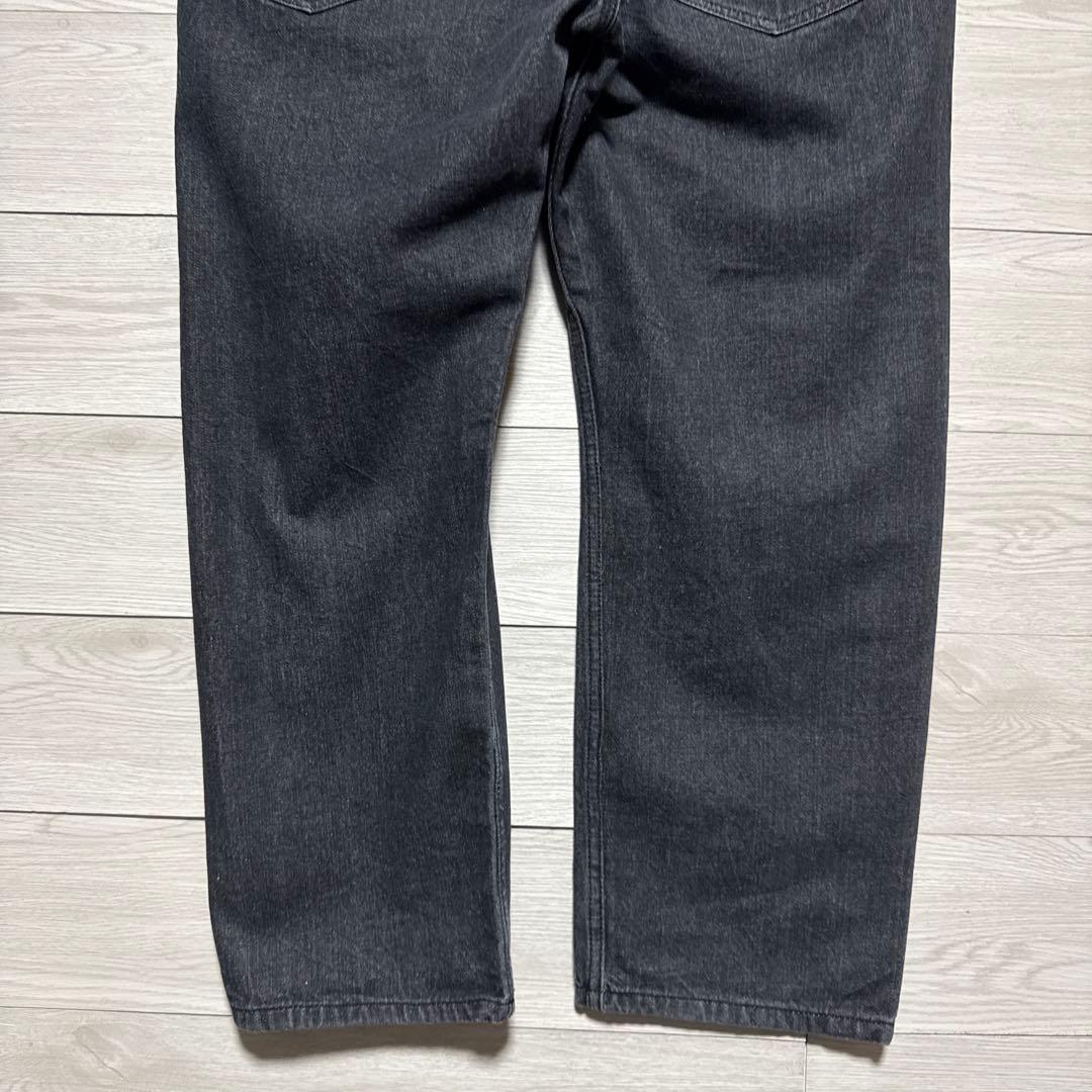 00s ROCA WEAR 先染め ブラックデニム 刺繍 W44 極太 バギー