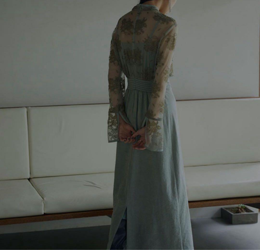 Ameri VINTAGE FLOWER LACE DRESS S セージ