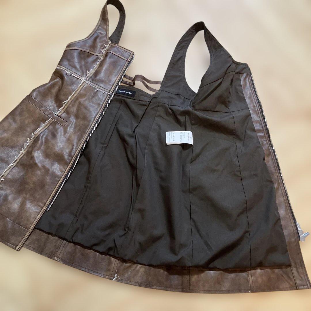 MAISON SPECIAL レザーフロントジップトップス
