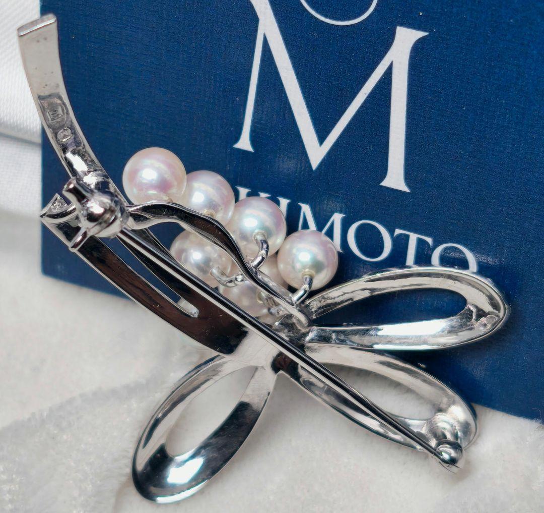 【極美品 最高級】ミキモト ブローチ パール リボン 8珠 皇室御用達