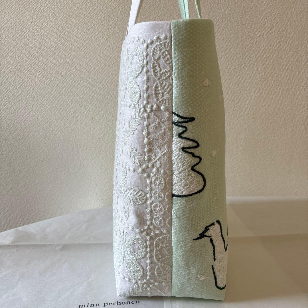 ミナペルホネン 生地使用　swan/forest tile お散歩トートバッグ