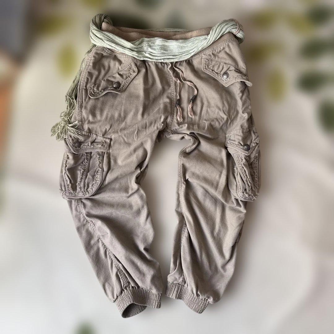 goa ゴア ワークパンツ カーゴパンツ スカーフ付き ベージュ系