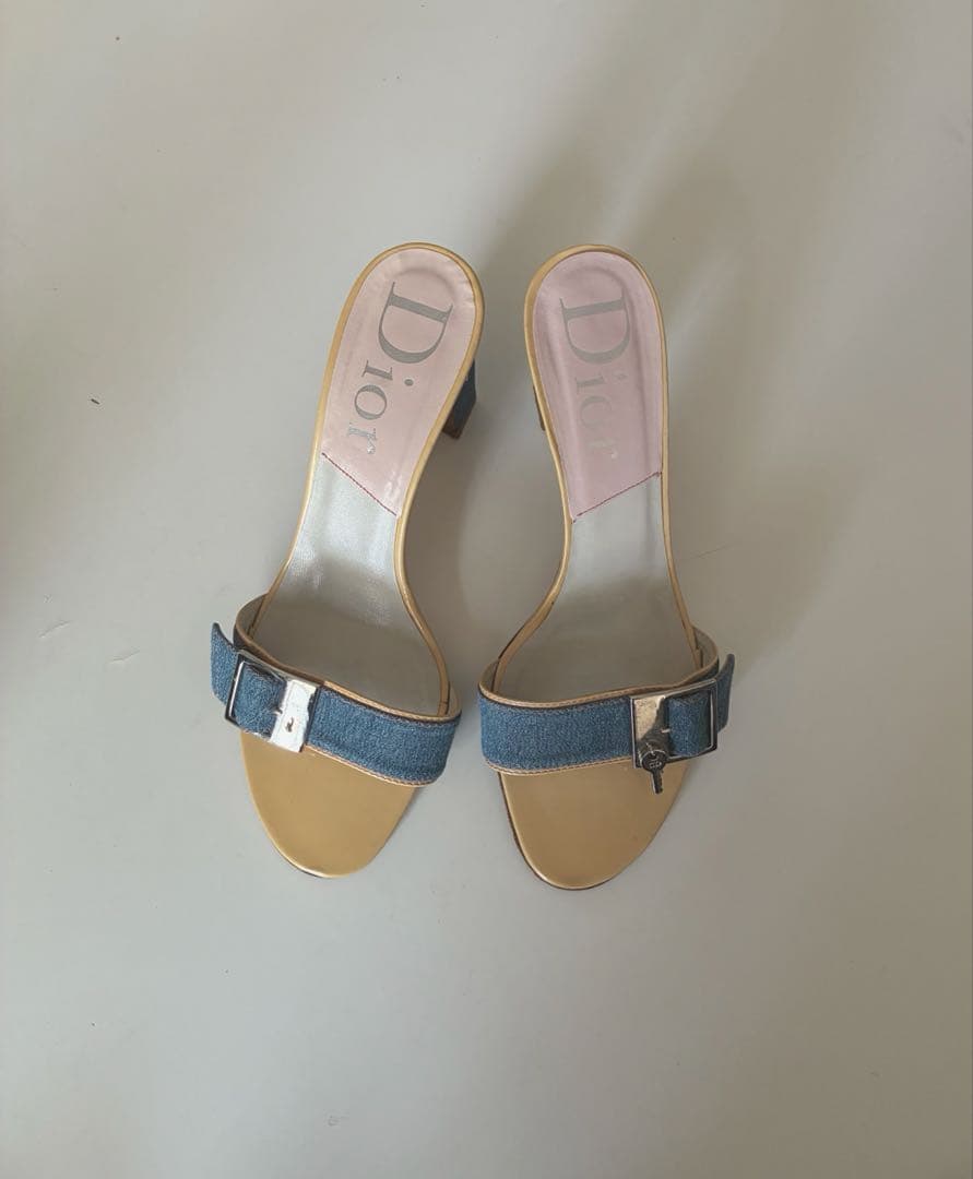 クリスチャンディオール　デニム ロック&チャーム ミュール ヒール　難あり