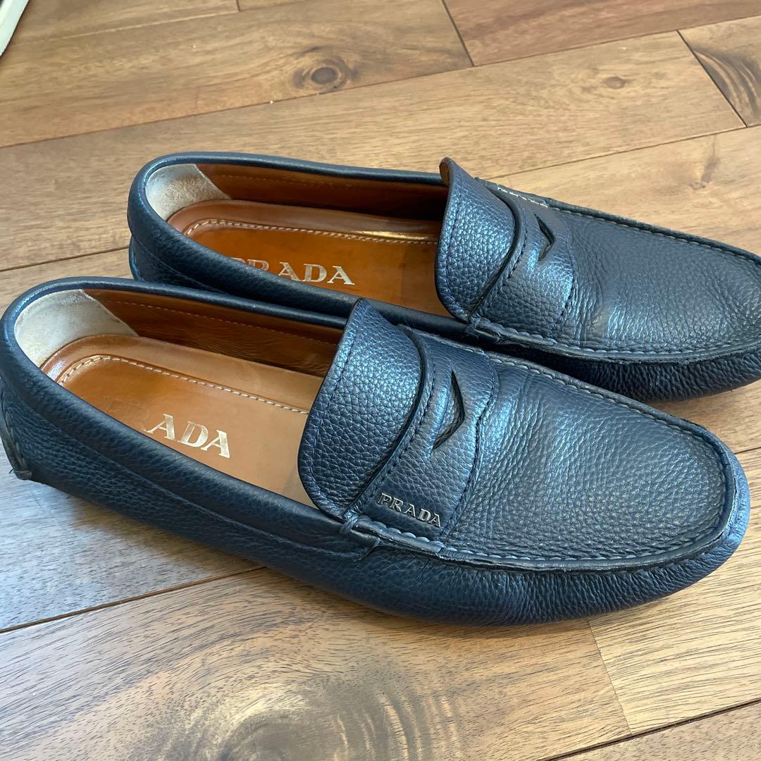 プラダ PRADA ローファー スリッポン ドライビングシューズ　ネイビー