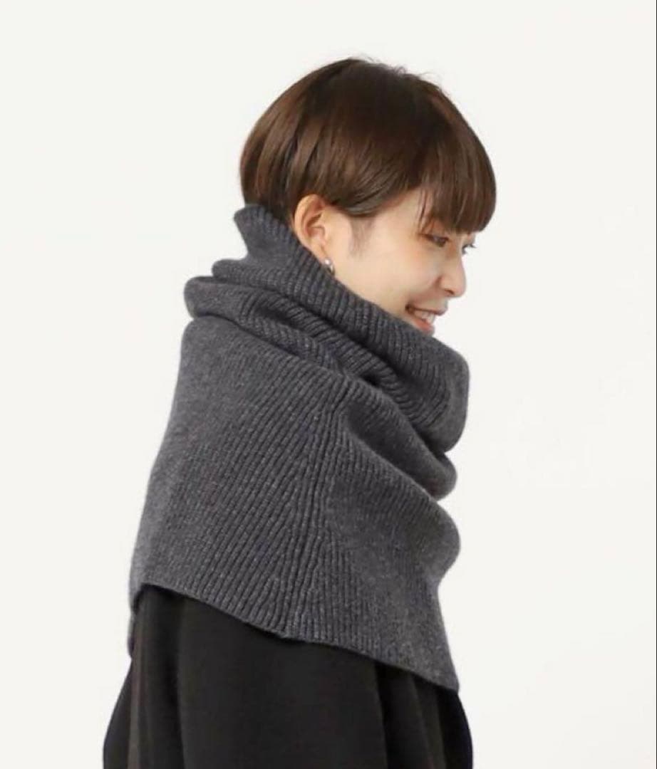 AP STUDIO リブニットケープ　グレー