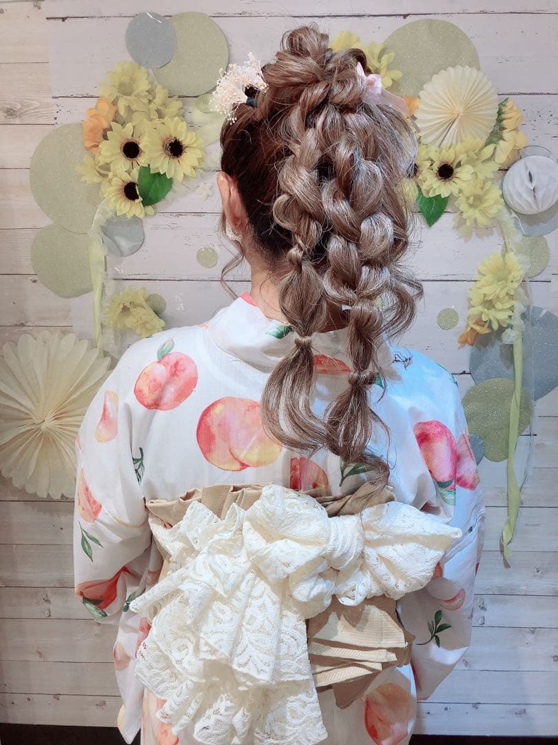 メゾンドフルール　白桃浴衣　帯　2点セット