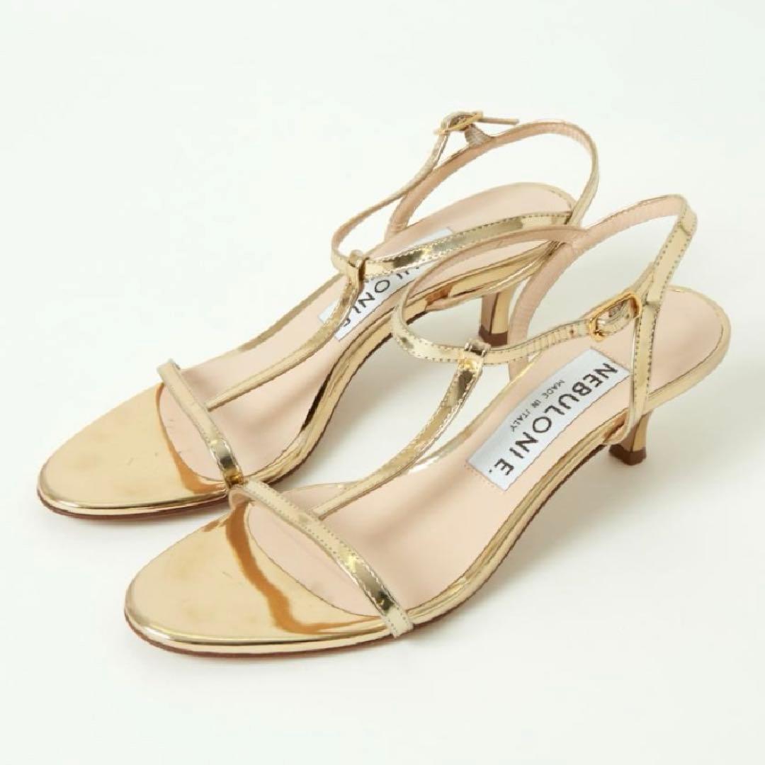 【美品】NEBLONIE.ネブローニ　ゴールド ストラップサンダル 36