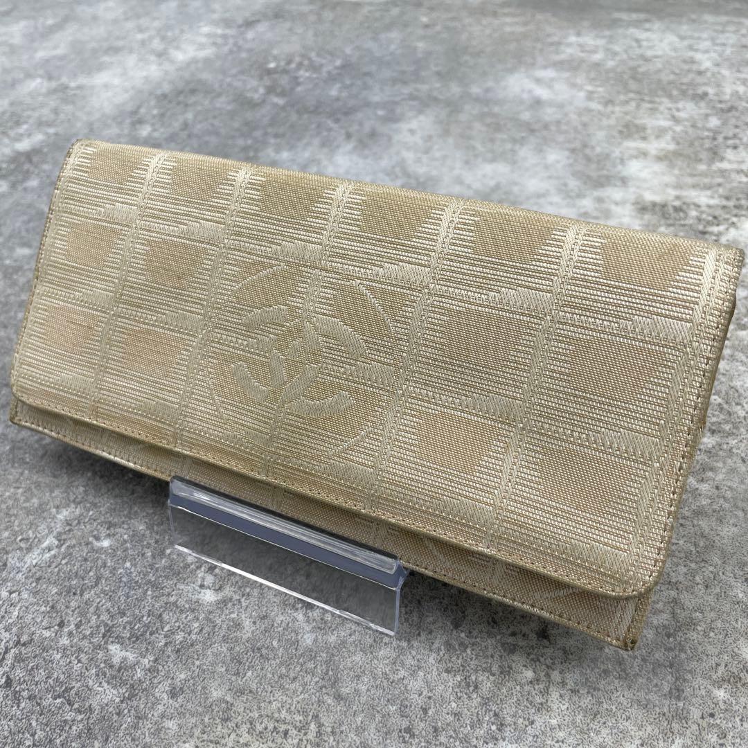CHANEL シャネル　ニュートラベルライン　長財布　キャンバス　ベージュ