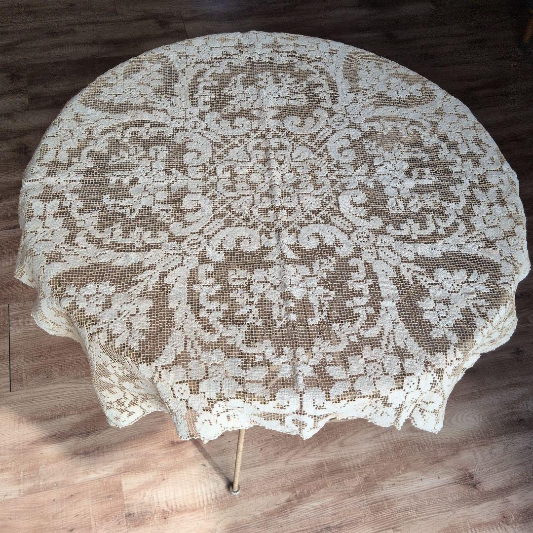 フランスヴィンテージ フィレレース 81㎝四方 テーブルクロス