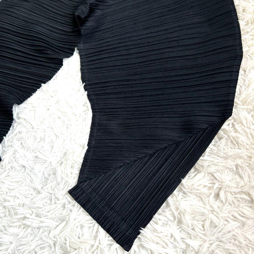 【美品】 プリーツプリーズ 24SS 変形 横プリーツ パンツ サルエル 黒 3