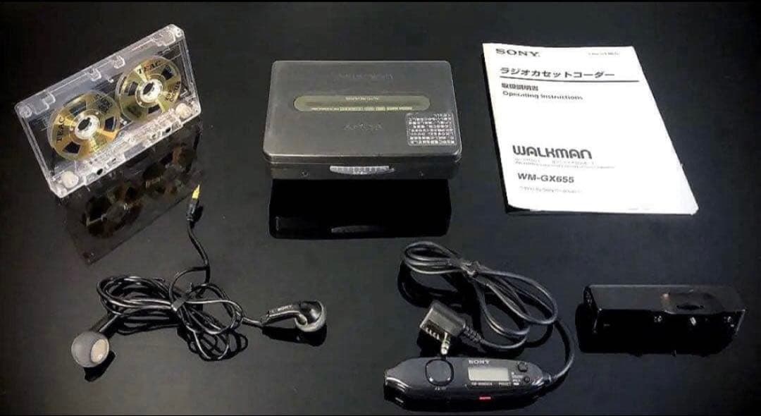 カセットウォークマン　Sony WM-GX655 黒色「整備済み、完動美品」