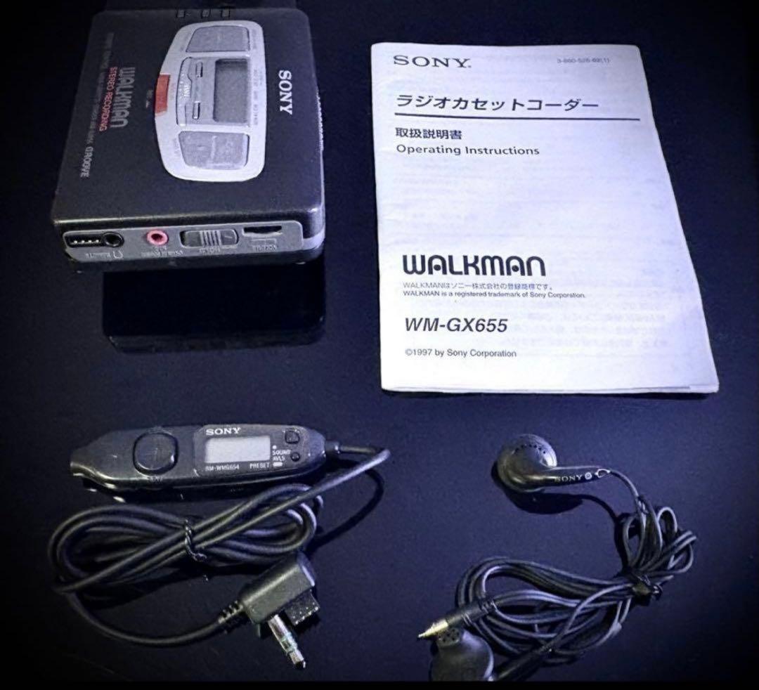 カセットウォークマン　Sony WM-GX655 黒色「整備済み、完動美品」