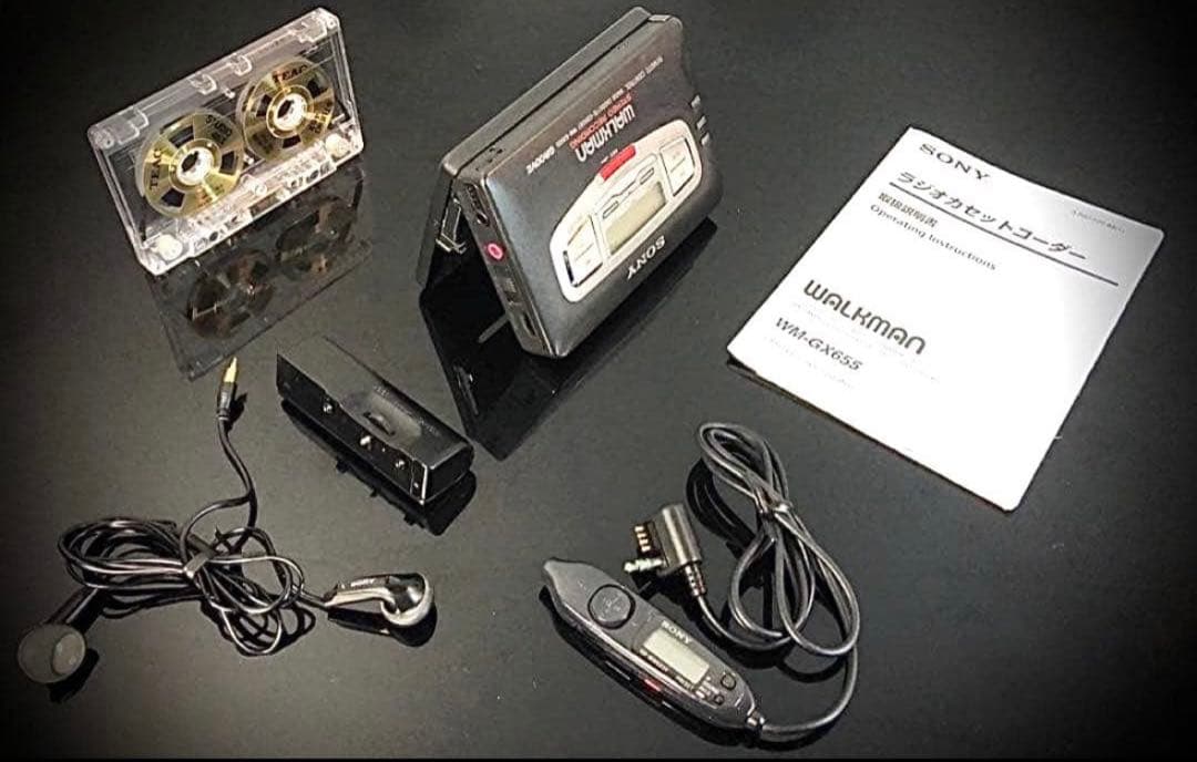 カセットウォークマン　Sony WM-GX655 黒色「整備済み、完動美品」