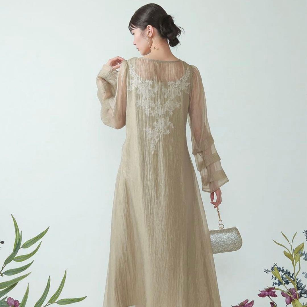 LE'LURE リルアー シアーAラインワンピースドレス　結婚式 花柄