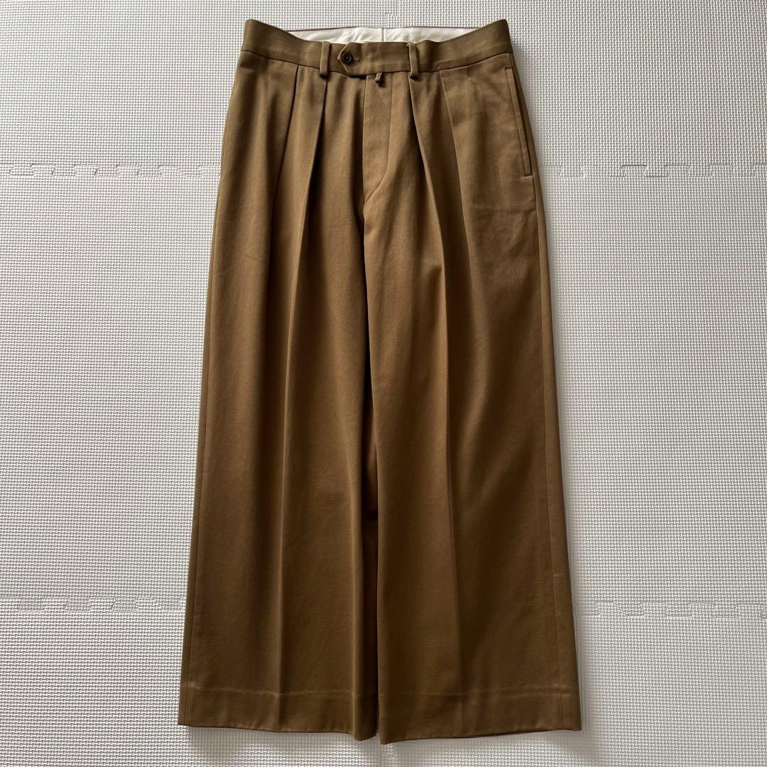 美品 NEAT テントクロス 2タックワイドスラックス ブラウン 44 コットン