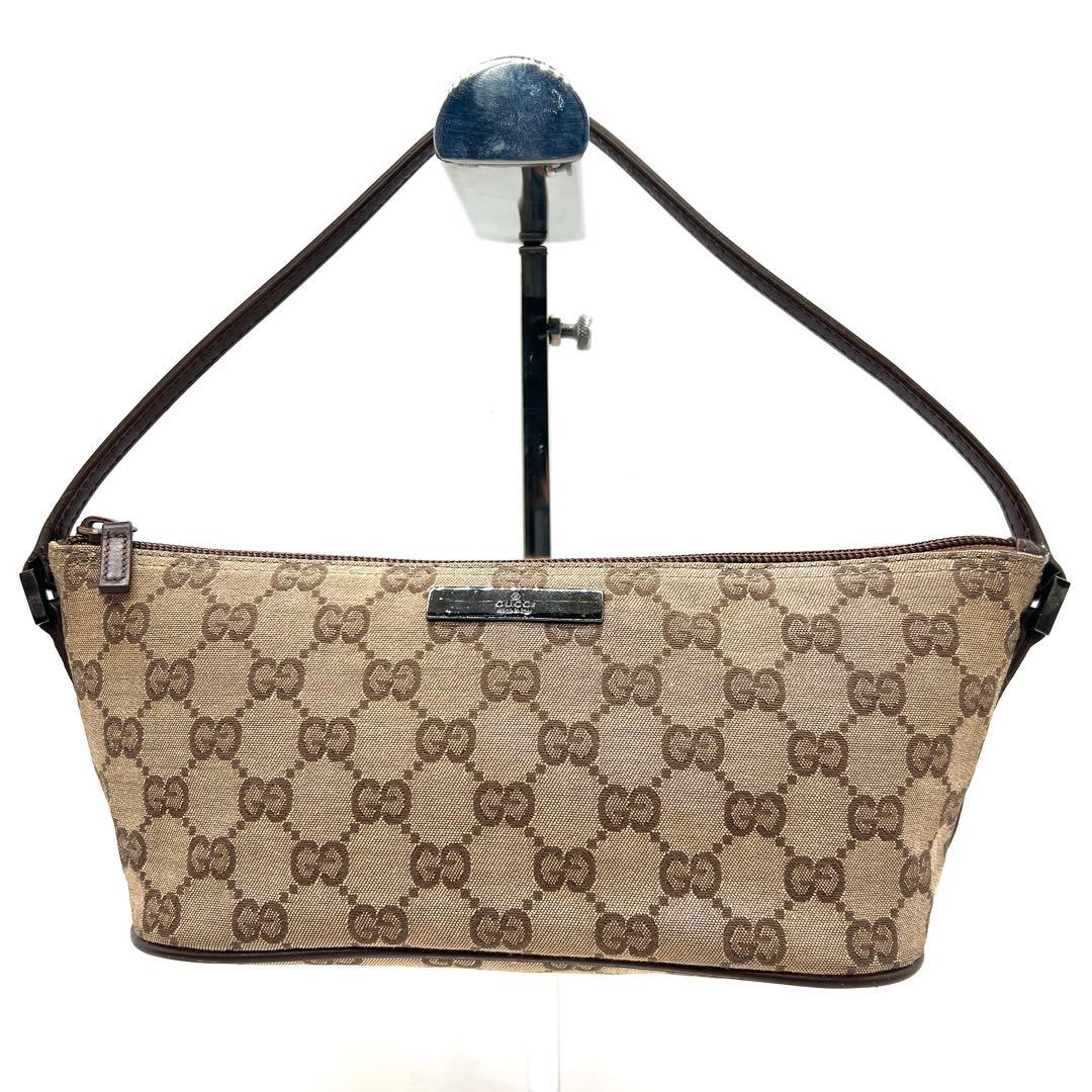 【極美品】グッチ GG ハンドバッグ アクセサリーポーチ キャンバス レザー