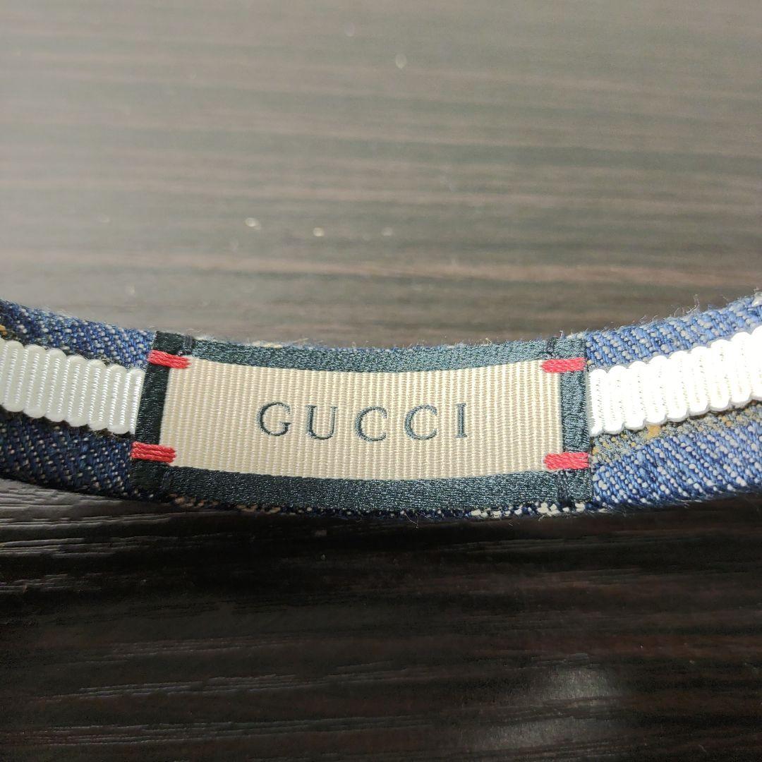 GUCCI　カチューシャ　GG柄　デニム地
