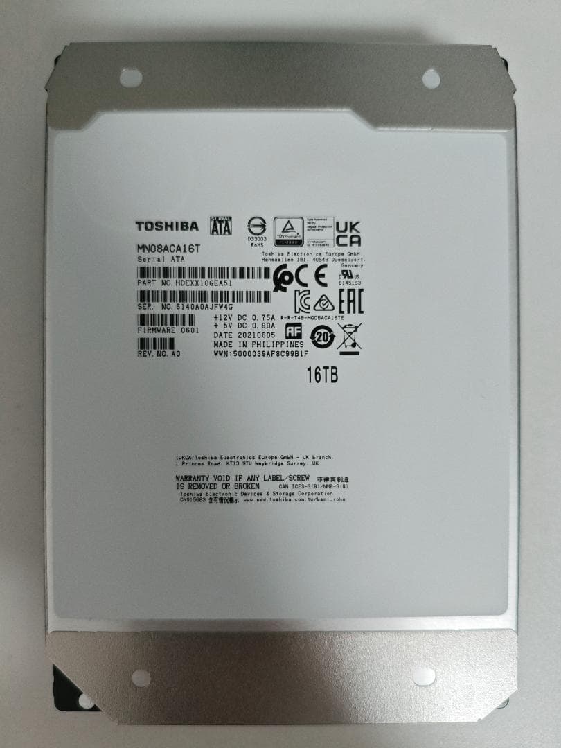東芝 3.5インチ内蔵HDD 16TB 2台セット 一部欠け有り
