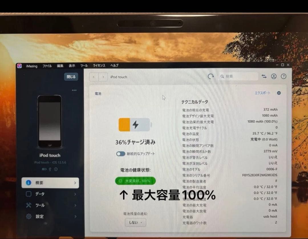 iPod touch第6世代 32GB ブラック バッテリー交換済み 美品