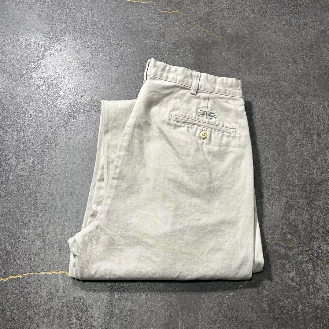 古着PolobyRalphLaurenポロチノパンツホワイトW32L32アメカジ