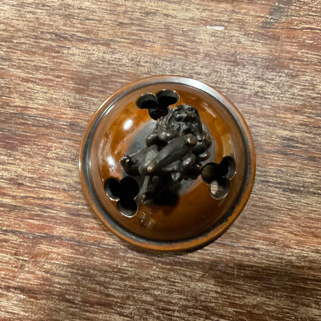 美品！高岡銅器 香炉 瑞峰 新平丸子獅子 香爐 丸型 獅子蓋 三足 伝統工芸品