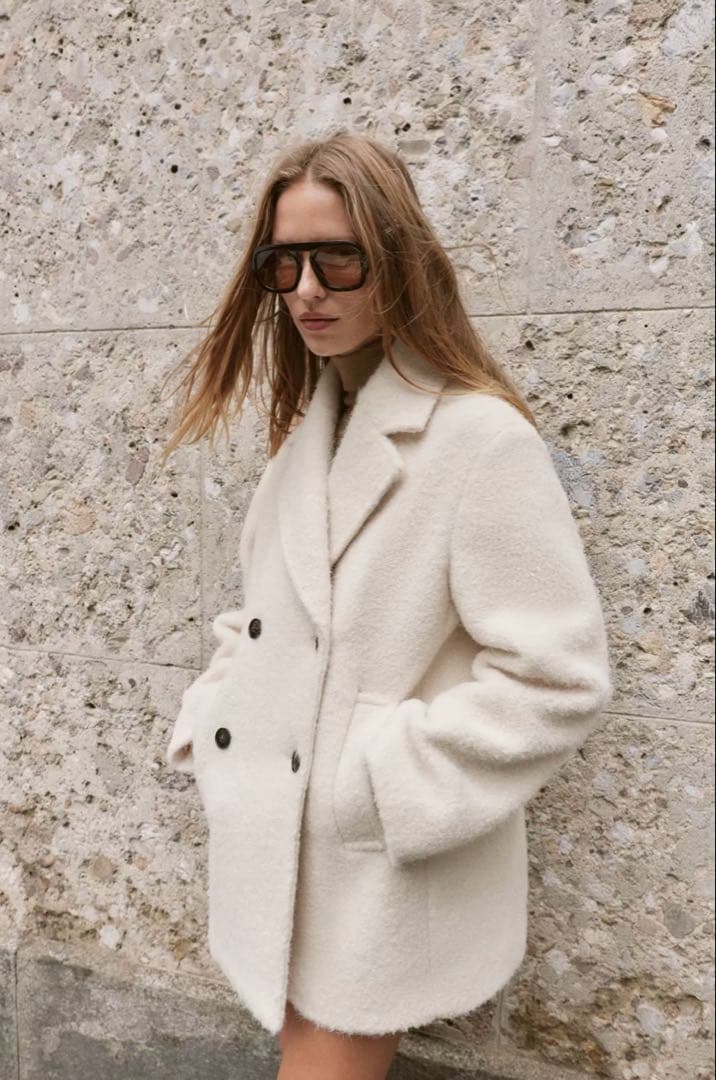 ブークレダブルブレストミディ丈コート