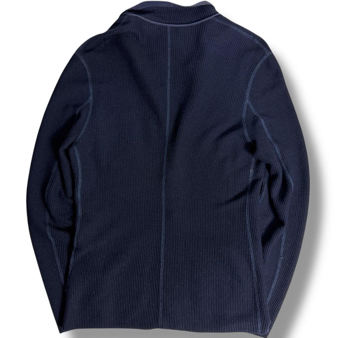 J6088 美品 ジョルジオアルマーニ リブニットジャケット ネイビー 48