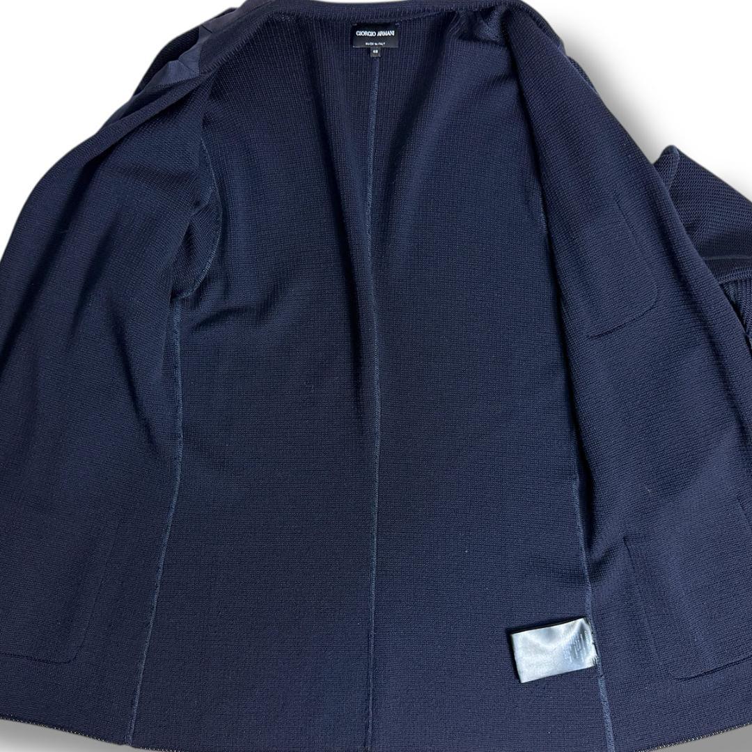 J6088 美品 ジョルジオアルマーニ リブニットジャケット ネイビー 48