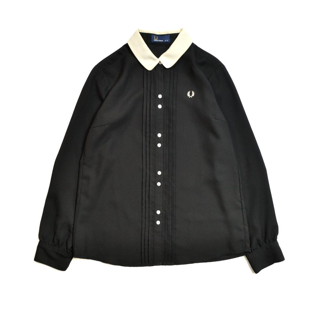 【極美品】FRED PERRYフレッドペリー ピンタッククレリックシャツM黒