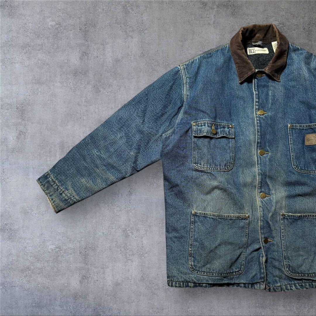 2264 古着90年代BCC WORKWEARデニムカバーオール好色落ちハチノス
