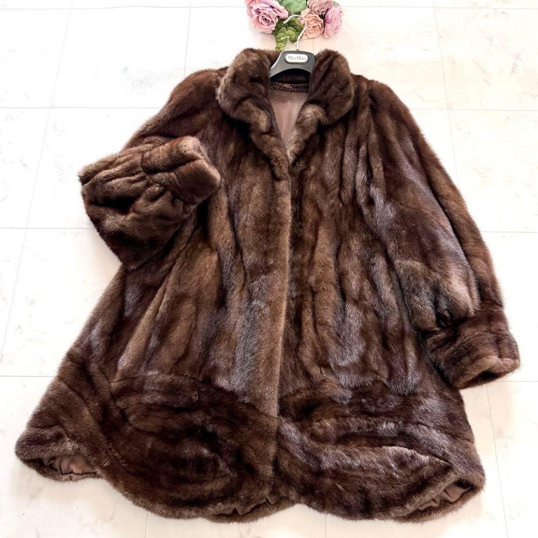 希少デザイン 模様◎デミバフミンク ファーコート アメリカンファーアワード 星5