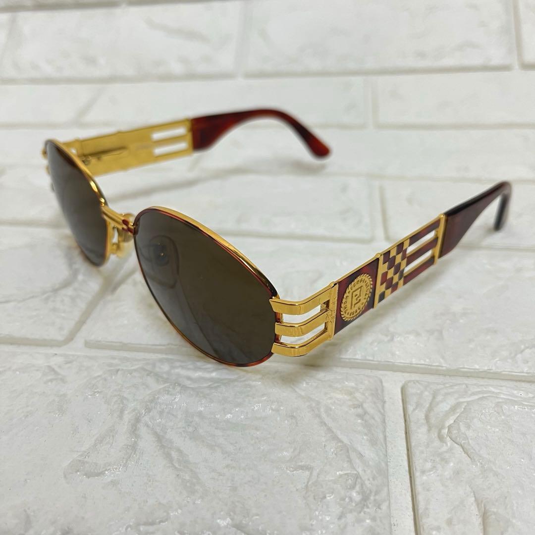 VINTAGE FENDI サングラス オーバル ゴールド ブラック FFメタル