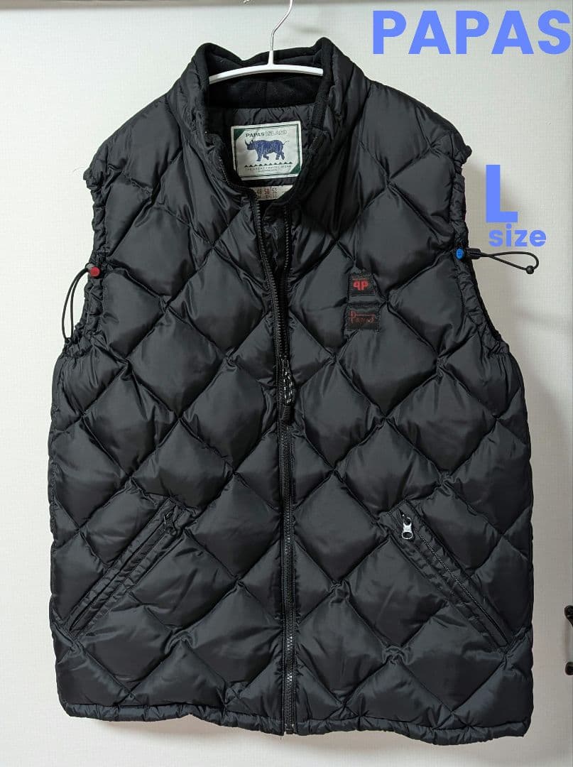 PAPAS キルティングダウンベスト ブラック　Lサイズ