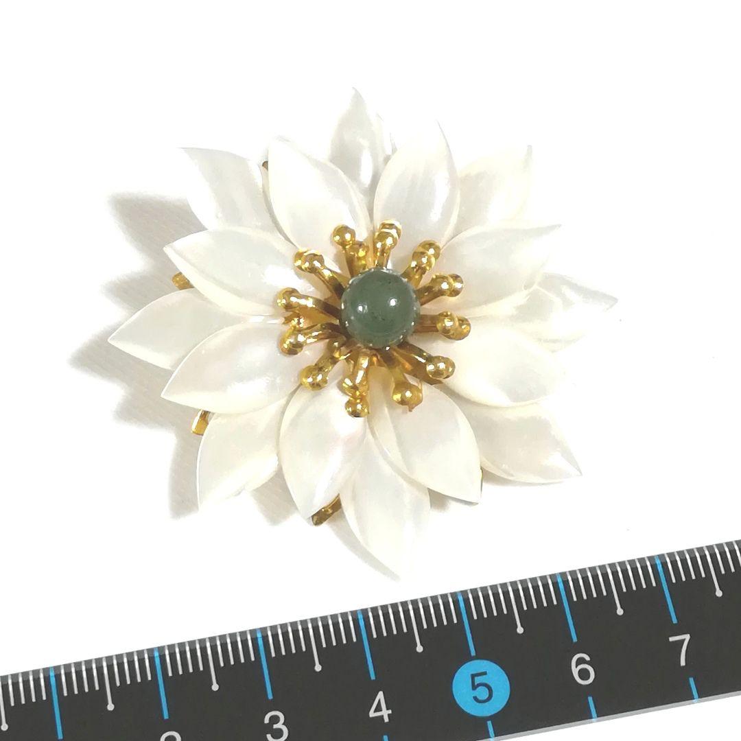 (美品) シェルフラワーブローチ