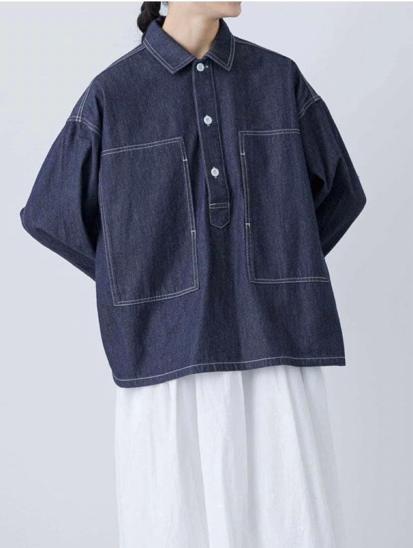 即日発送 入手困難 新品 かぐれ デニムプルオーバーシャツ INDIGO