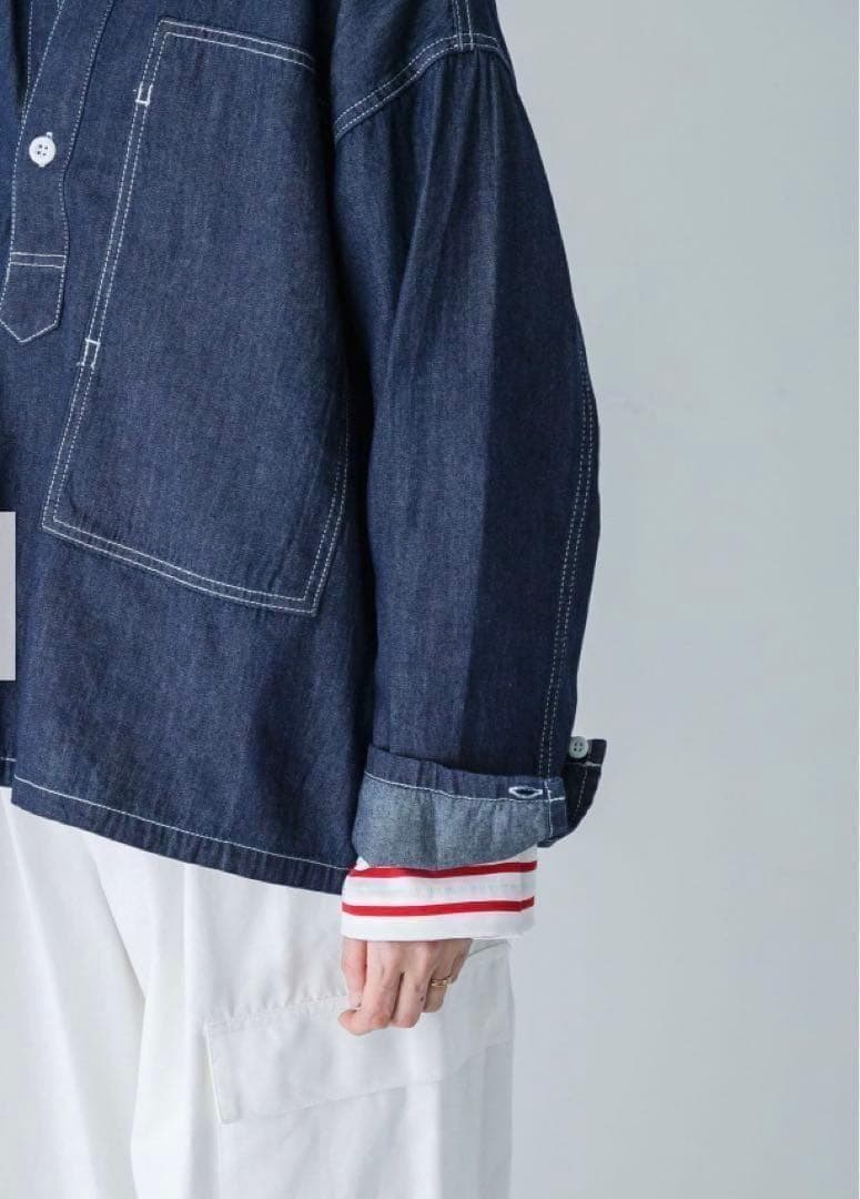 即日発送 入手困難 新品 かぐれ デニムプルオーバーシャツ INDIGO