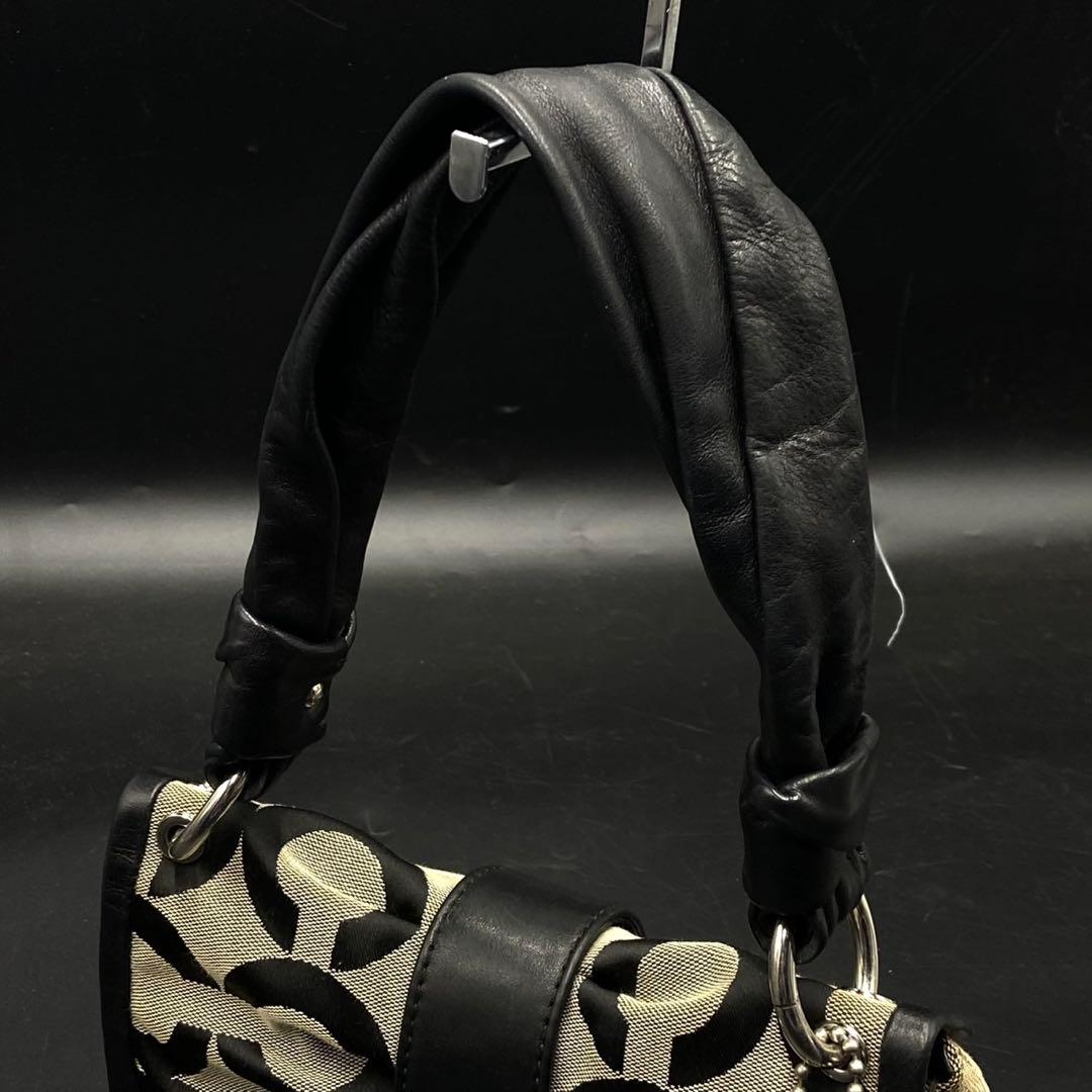 【美品】コーチ シグネチャー柄 ハンドバッグ ワンショルダー ブラック