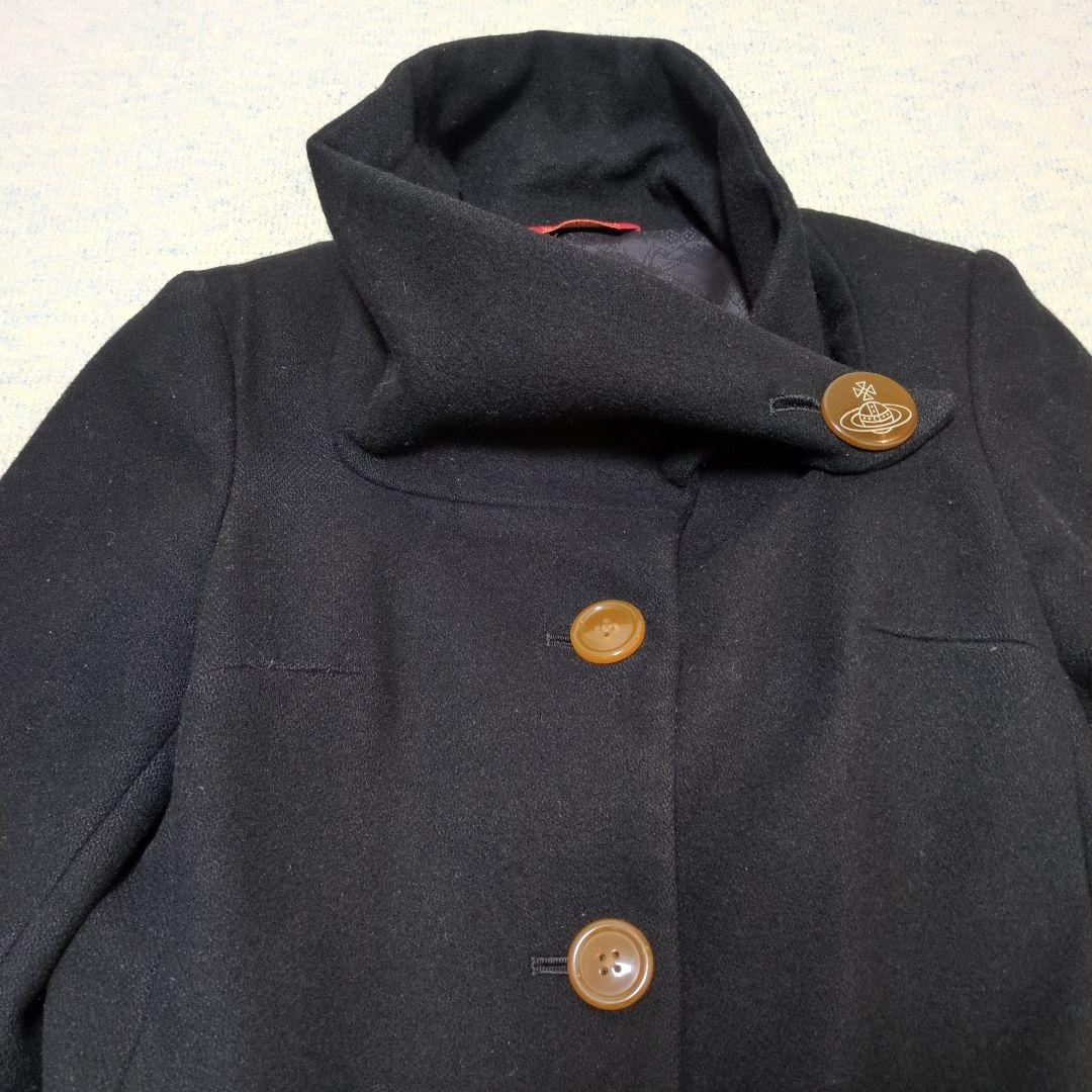 ヴィヴィアンウエストウッドレッドレーベル 変形 オーブ 総ロゴ ウールコート 黒